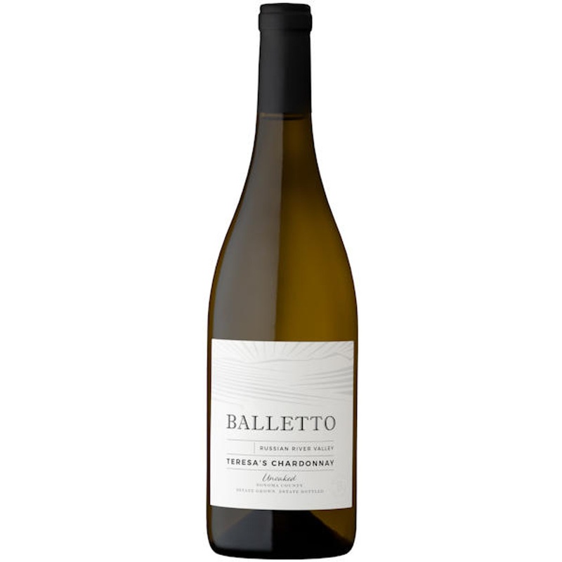 12 Bottle Case Balletto Teresa’s Unoaked Russian River Chardonnay 2023 w/ Shipping Included