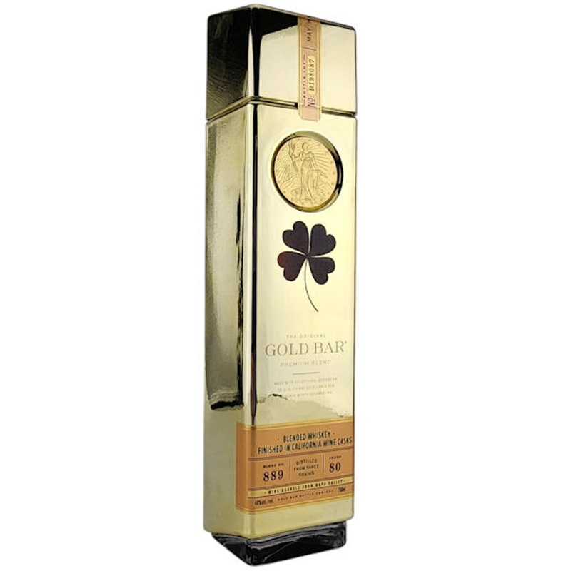 Gold Bar 4 Leaf Clover Engraved CA Cask Finished Blend 889 American Whiskey 750ml