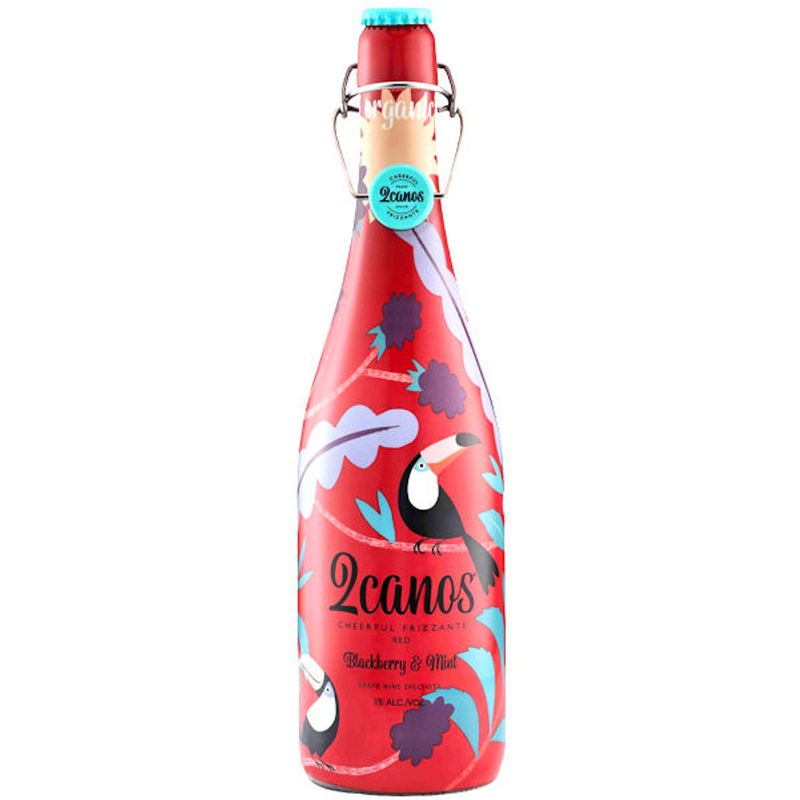 12 Bottle Case 2Canos Blackberry & Mint Red Frizzante NV (Spain) w/ Shipping Included