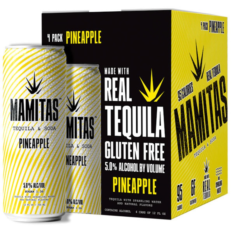 Mamitas Pineapple Tequila & Soda Ready To Drink 12oz 4 Pack Cans