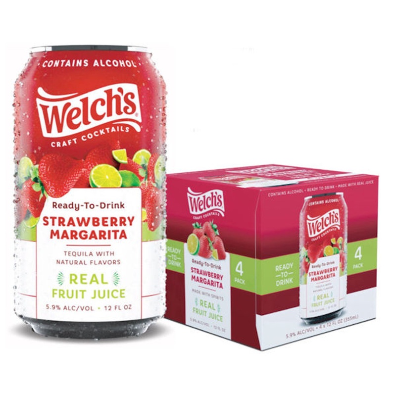 Welch’s Craft Cocktails Strawberry Margarita Tequila Ready-To-Drink 4-Pack 12oz Cans