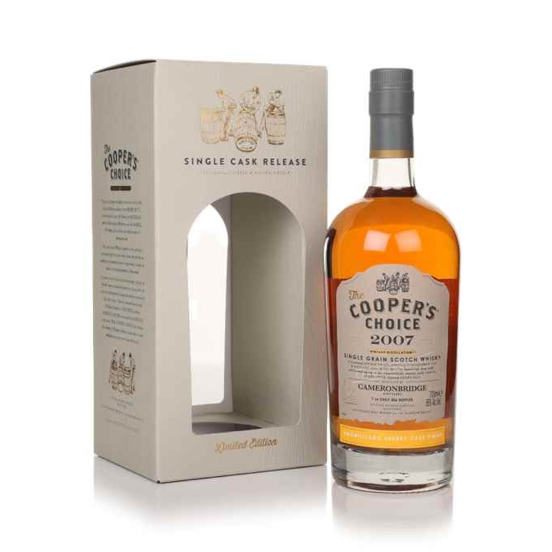 Cooper’s Choice Cameronbridge 15 Year Old 2007 Amontillado Finish Single Grain Scotch Whisky 700mL