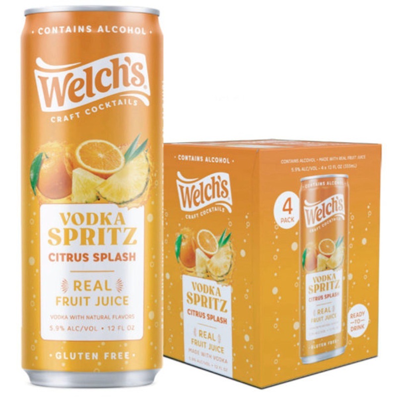 Welch’s Craft Cocktails Vodka Spritz Citrus Splash Ready-To-Drink 4-Pack 12oz Cans